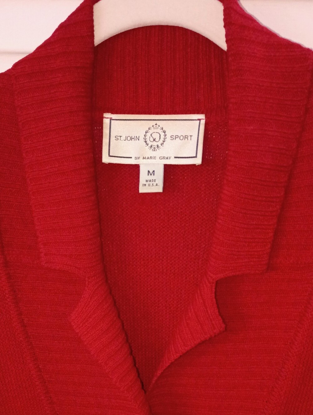St. John Sport Women's Red Shawl-Collar Sweater